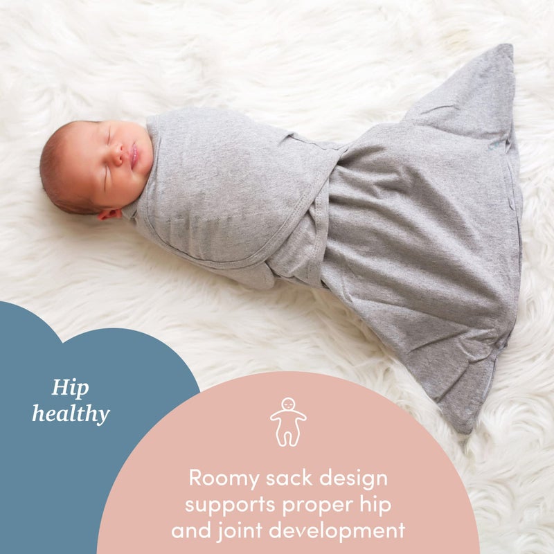 SleepingBaby Zippy Swaddle - Cozy Baby Swaddle Blanket with Convenient Bottom Zipper for Easy Diaper Changes - Heather Grey - Small/Medium - Image 4